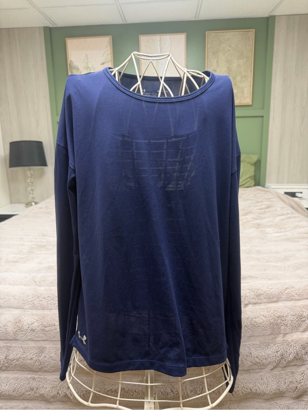 Under Armour Navy Blue Loose Fit Long-Sleeve Top Small
